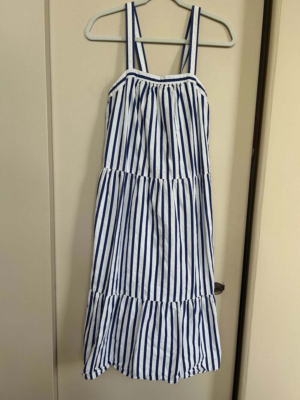 Universal Thread Blue and White Striped Tiered Maxi Dress